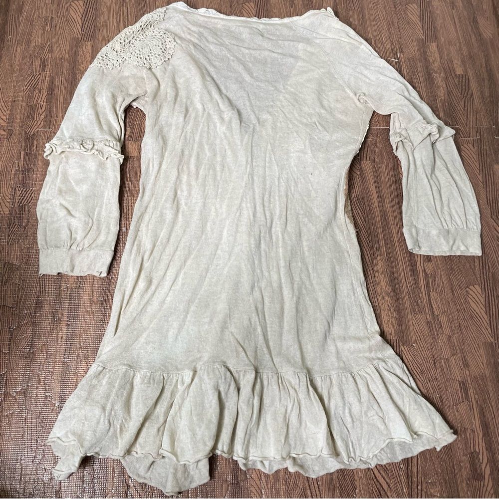 Vintage Anthropologie Knitted Knotted Cobbled Roads Crochet Doily Cardigan M - Picture 10 of 10